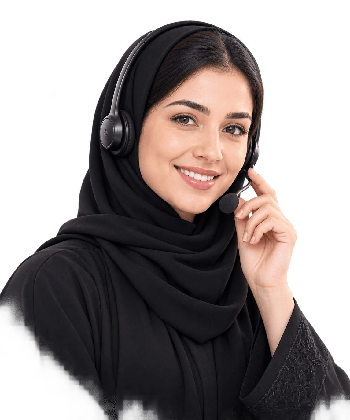 BPO customer support agent wearing a headset